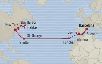 Cruises Around The World Oceania Sirena October 4-28 2028 Barcelona, Spain to New York, NY, United States