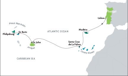 Cruises Around The World Tere Moana November 12-26 2028 Lisbon, Portugal to Philipsburg, Sint Maarten