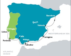 Cruises Around The World Tere Moana November 5-12 2028 Barcelona, Spain to Lisbon, Portugal
