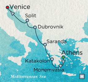 Cruises Around The World Crystal World Cruises Serenity 2027 Into the Adriatic Map
