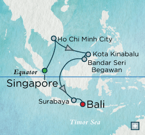 Cruises Around The World Crystal World Cruises symphony 2027 Southeast Asia Sojourn Map