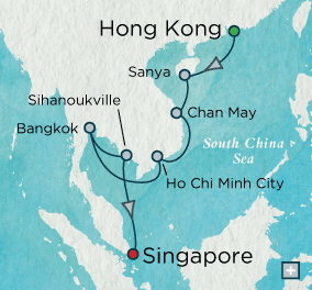 Cruises Around The World Crystal World Cruises symphony 2027 Pagodas &amp; Palaces Map