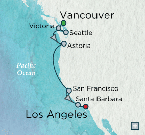 Cruises Around The World Crystal World Cruises symphony 2027 Pacific Coast Collection Map