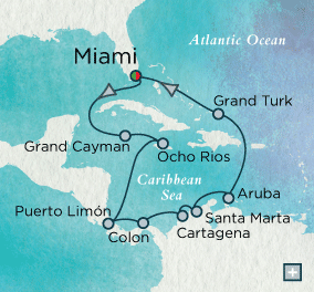 Cruises Around The World Crystal World Cruises symphony 2027 Gems of the Caribbean Map