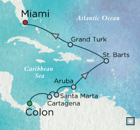 Cruises Around The World Crystal World Cruises Symphony 2028 Caribbean Reflections Map