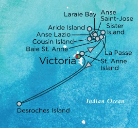 Cruises Around The World Crystal Endeavor Cruise Map Detail Dubai, United Arab Emirates to Mahe, Seychelles February 19-28 2028 - 9 Days
