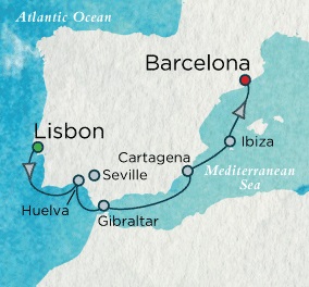 Cruises Around The World Crystal World Cruises Serenity 2026 April 29 May 6 Lisbon, Portugal to Barcelona, Spain