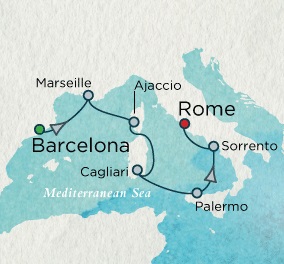 Cruises Around The World Crystal World Cruises Serenity 2026 September 24 October 1 Barcelona, Spain to Rome (Civitavecchia), Italy