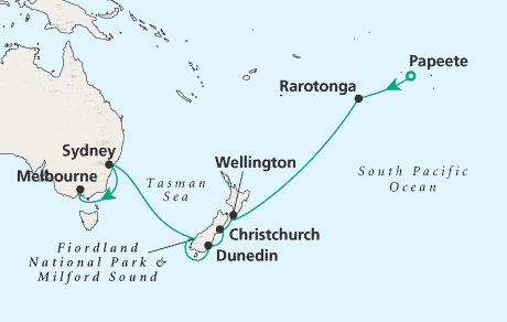 Cruises Around The World Papeete to Melbourne