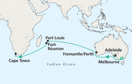 Cruises Around The World Melbourne to Cape Town