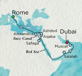 Cruises Around The World Crystal World Cruises Symphony 2026 November 4-22 Rome (Civitavecchia), Italy to Dubai, United Arab Emirates