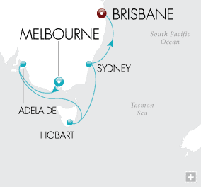 Cruises Around The World Melbourne to Brisbane Map