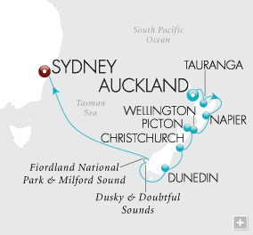 Cruises Around The World Auckland to Sydney Map