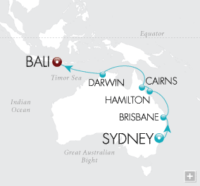Cruises Around The World Sydney to Bali Map