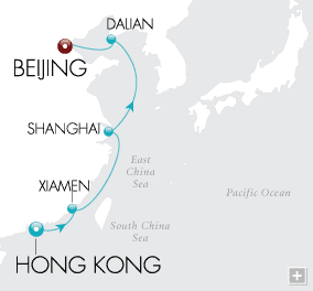 Cruises Around The World Hong Kong to Beijing Map