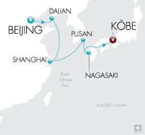 Cruises Around The World Beijing to Kobe Map