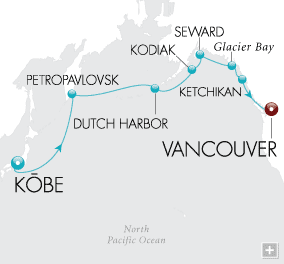 Cruises Around The World Kōbe to Vancouver Map
