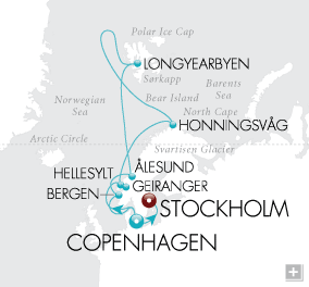 Cruises Around The World North Cape Panorama Map