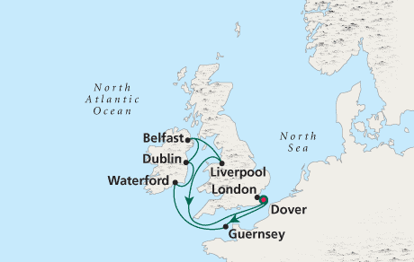 Cruises Around the World Map Round-trip London - Voyage 0213