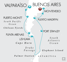 Cruises Around The World Antarctic Discovery Map