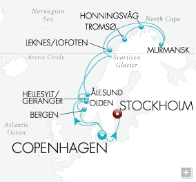 Cruises Around The World North Cape and Beyond Map
