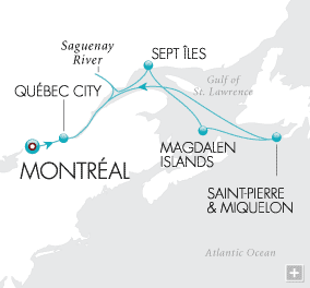 Cruises Around The World French Canadian Jubilee Map Savor the joys of France...from food to fashion...on an idyllic voyage through the province of Québec.