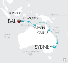 Cruises Around The World From the Barrier Reef to Bali Map February 16-28 2026 - 12 Days crystal symphony