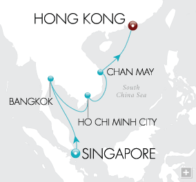 Cruises Around The World Kingdoms of Jade & Gold Map Singapore to Hong Kong - Voyage V4207