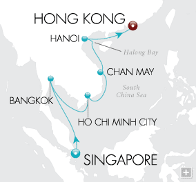 Cruises Around The World Singapore to Hong Kong Map