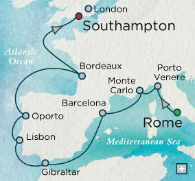Cruises Around The World Rome (Civitavecchia), Italy to London (Southampton), England - 12 Days Cruises Around The World Crystal World Cruises Serenity 2026