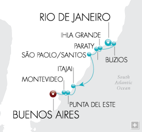 Cruises Around The World Samba Serenade Map Rio de Janeiro to Buenos Aires - Voyage V2205