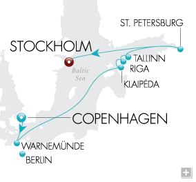 Cruises Around The World Castles & Canals Map Copenhagen to Stockholm - Voyage V2218