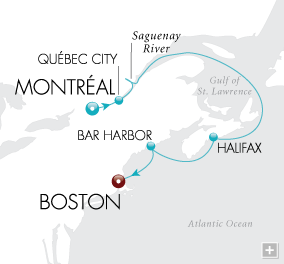 Cruises Around The World New England Escape Map Montréal to Boston - Voyage V2224
