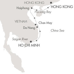 Cruises Around The World Ponant Yacht L'Austral Cruise Map Detail Ho Chi Minh City, Vietnam to Hong Kong, China November 4-13 2028 - 9 Days