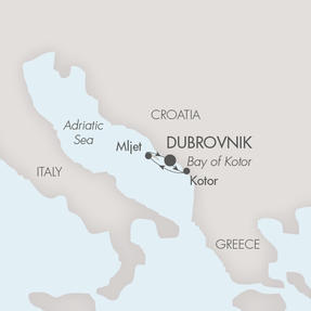 Cruises Around The World Ponant Yacht Le Lyrial Cruise Map Detail Dubrovnik, Croatia to Dubrovnik, Croatia May 6-9 2028 - 4 Days