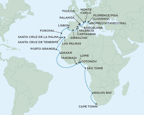 Cruises Around The World Seven Seas Mariner October 21 November 24 2027 - 34 Days