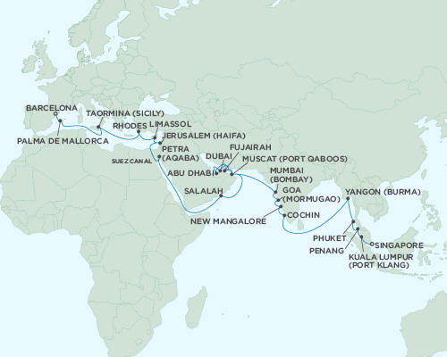 Cruises Around The World Regent Seas Seas Voyager Cruises April 13 May 23 2027 - 40 Days