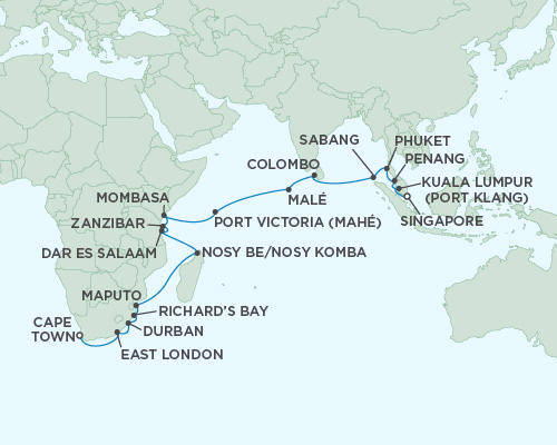 Cruises Around The World Regent Seas Seas Voyager Cruises December 21 2027 January 18 2028 - 28 Days