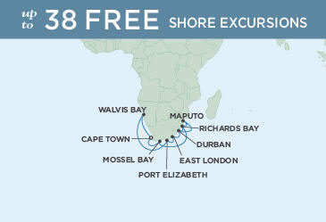 Cruises Around The World Map Regent Navigator 2028 November 16 December 1 2028 - 15 Days CAPE TOWN TO CAPE TOWN
