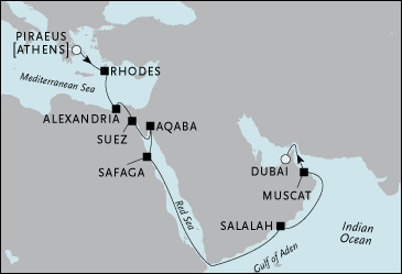 Cruises Around The World Athens to Dubai