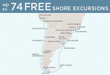 Cruises Around The World Regent Mariner Map LIMA (CALLAO) TO RIO DE JANEIRO