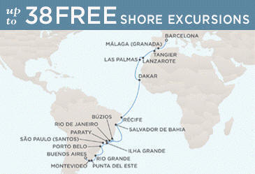Cruises Around The World Regent Mariner Map BUENOS AIRES TO BARCELONA