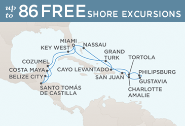 Cruises Around The World Regent Navigator Map November 11-29 2029 - 18 Days