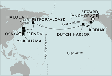 Cruises Around The World Seward to Osaka