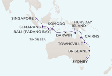 Cruises Around The World MAP - Regent Seven Seas Voyager World Cruises 2028