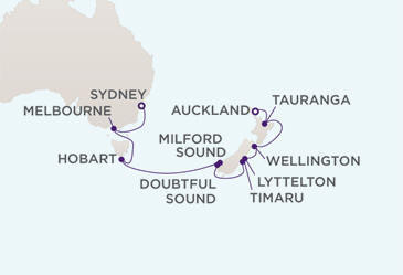 Cruises Around The World MAP - Regent Seven Seas Voyager World Cruises 2028