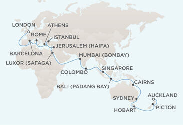Cruises Around The World Route Map Cruises Around The World Regent World Cruises Mariner