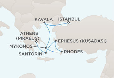 Cruises Around The World MAP - Regent Seven Seas Voyager World Cruises 2028