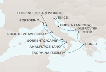 Cruises Around The World MAP - Regent Seven Seas Voyager World Cruises 2028