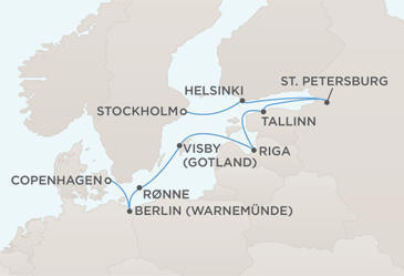 Cruises Around The World MAP - Regent Seven Seas Voyager World Cruises 2028